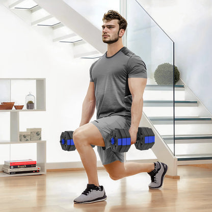 4-in-1 Adjustable Dumbbell Set, Kettlebell, Barbell, Dumbbell, 66lbs, Blue Dumbbells & Barbells at Gallery Canada