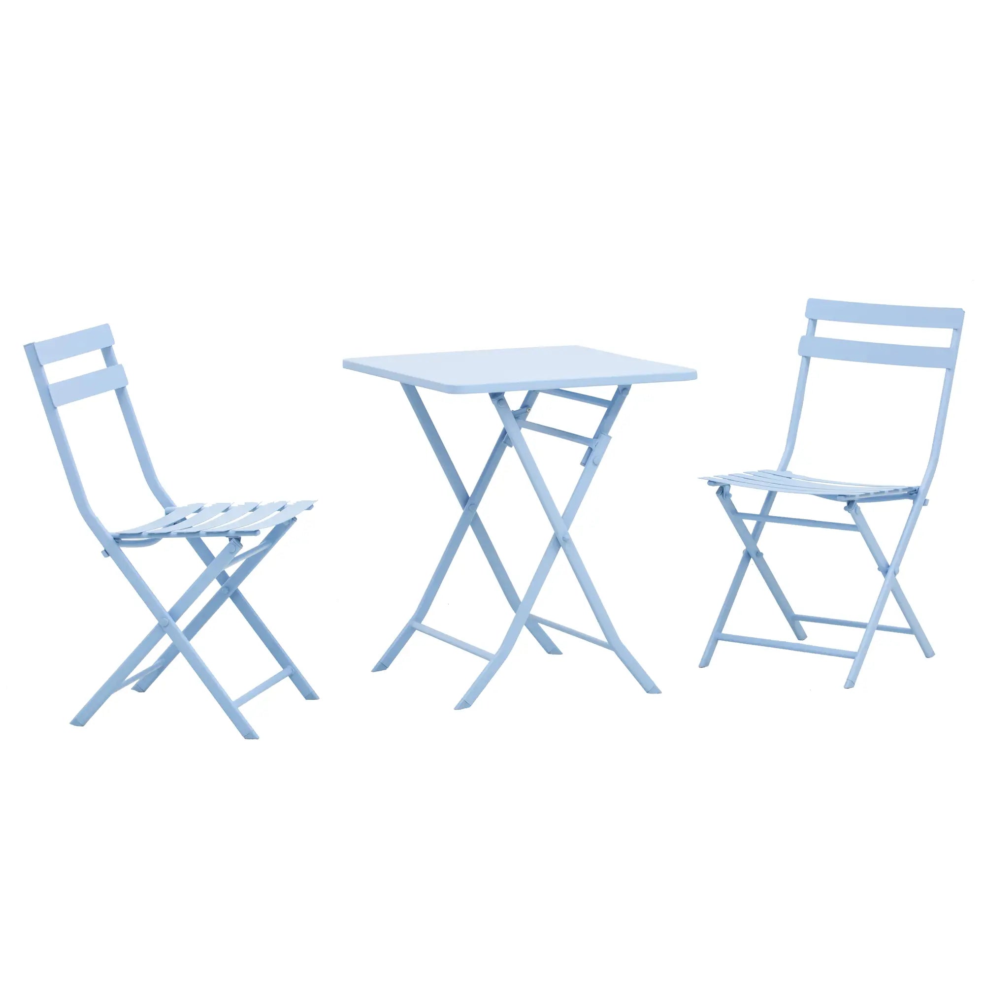 3 Piece Bistro Set, Foldable Patio Chairs, Square Table, Blue Bistro Sets at Gallery Canada
