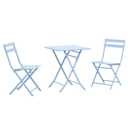 3 Piece Bistro Set, Foldable Patio Chairs, Square Table, Blue Bistro Sets at Gallery Canada