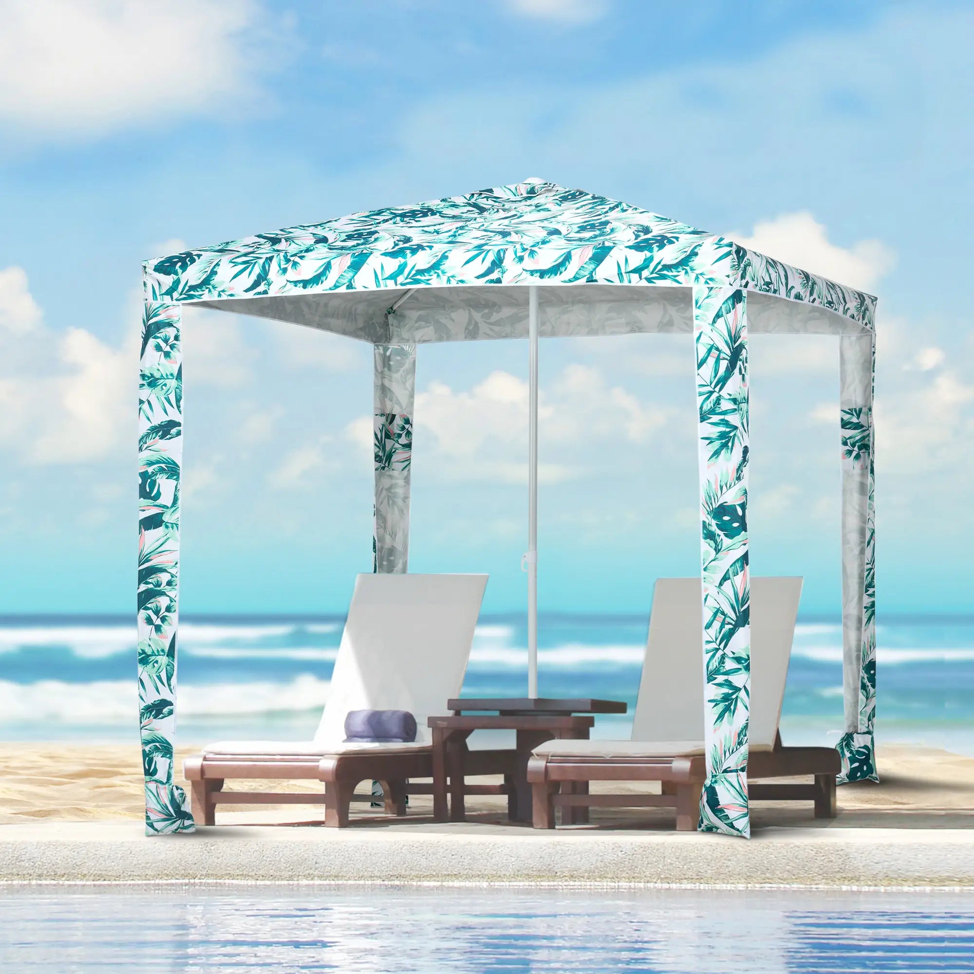 6.5' Beach Umbrella, UV50+ Sun Shade with Sandbags, Green Beach Umbrellas at Gallery Canada
