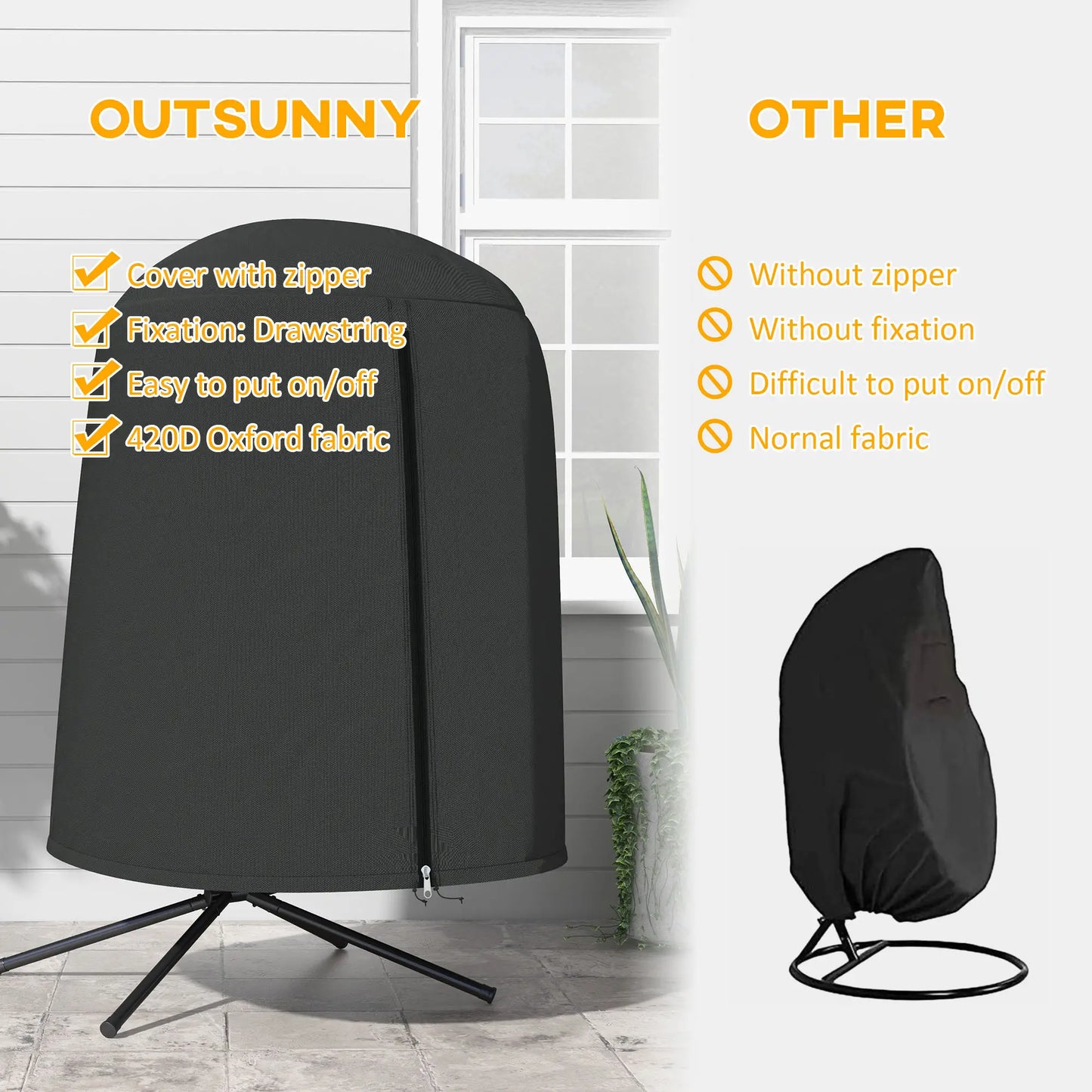 Egg Chair Cover, Waterproof Oxford Fabric, 50.4" x 74.8" H, Black Patio Furniture Covers at Gallery Canada