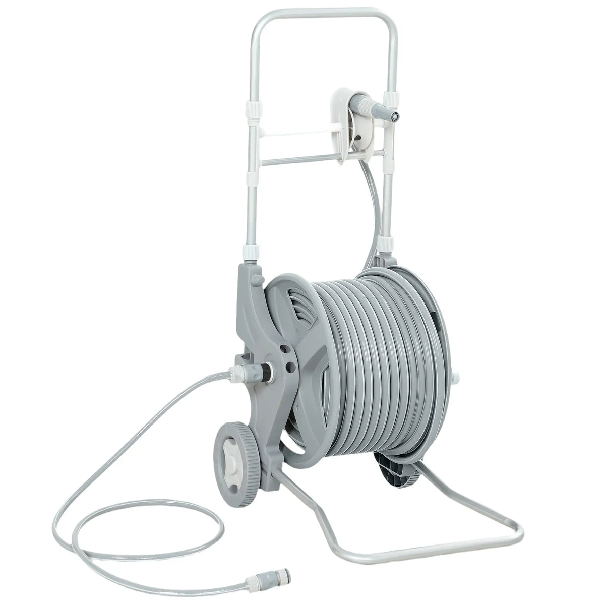 Garden Hose Reel Cart With Wheels, 1/2" x 148ft, Grey