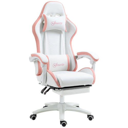 Computer Gaming Chair, PU Leather, 135° Reclining Back, White