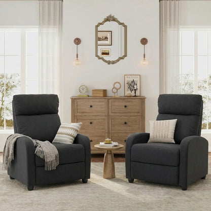 Fabric Recliner Chair, Manual Reclining Sofa, Padded Seat, Black Single Sofas at Gallery Canada