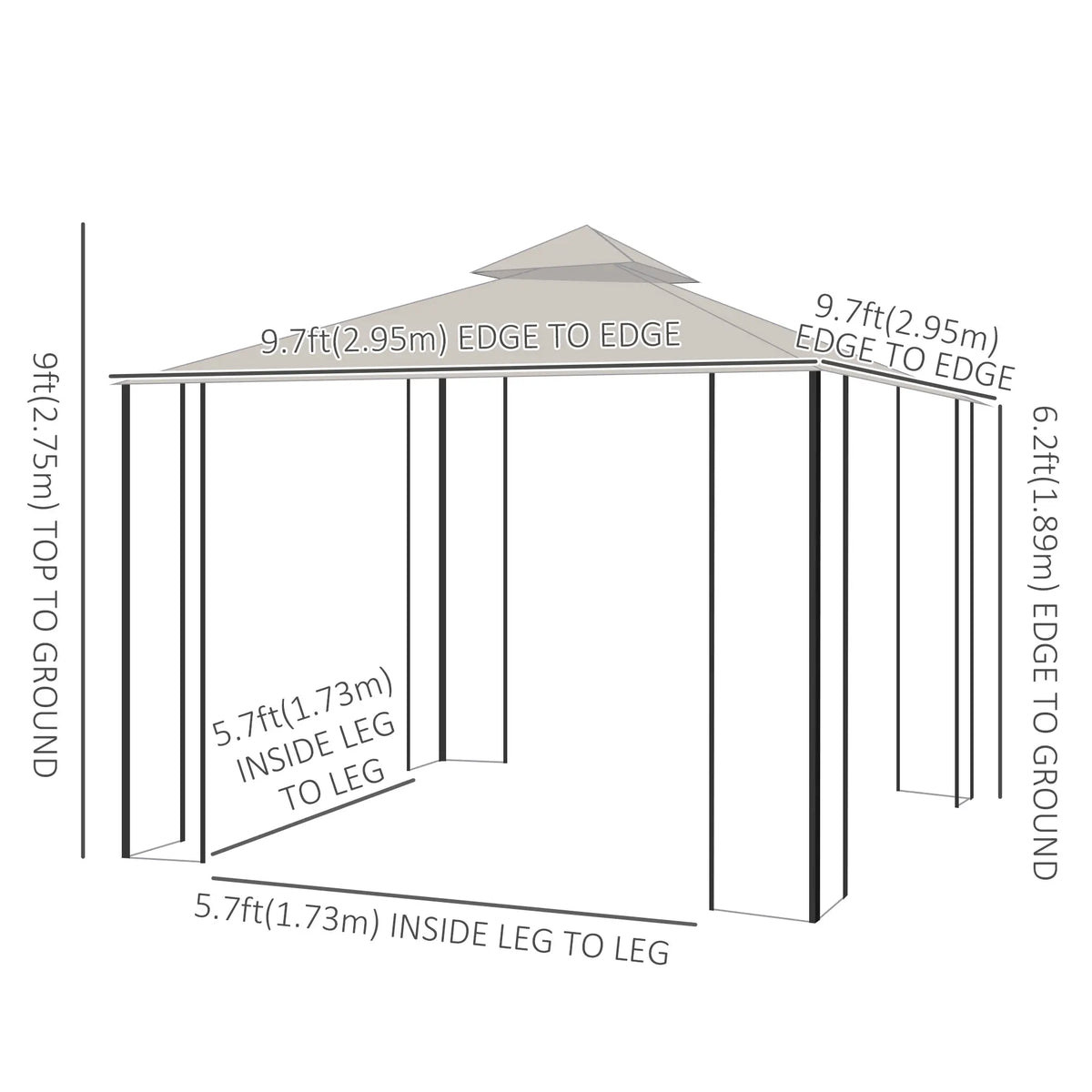 10'x10' Patio Gazebo, Outdoor Garden Canopy, Mosquito Netting Gazebos at Gallery Canada