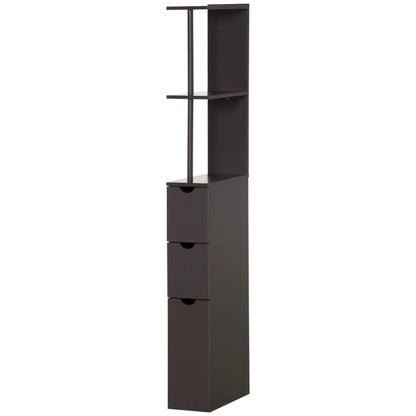 Tall Narrow Bathroom Storage Cabinet with Drawers, Open Shelves, Brown Bathroom Cabinets Brown at Gallery Canada