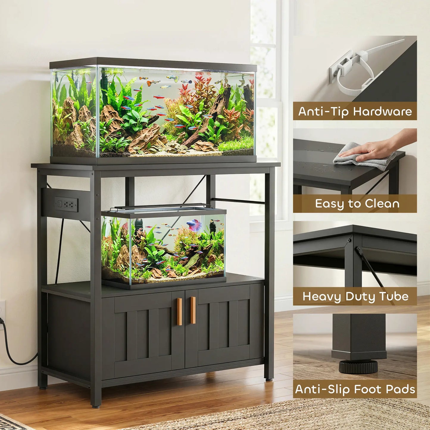20-29 Gallon Fish Tank Stand Aquarium Stand 330 LBS Capacity for Home, Office, 30.7" x 15.7" x 31.9", Black Small Animals at Gallery Canada