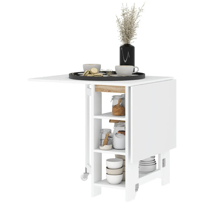 Folding Dining Table with Storage, Drop Leaf Kitchen Table for Small Spaces, White Bar Tables & Dining Tables White at Gallery Canada