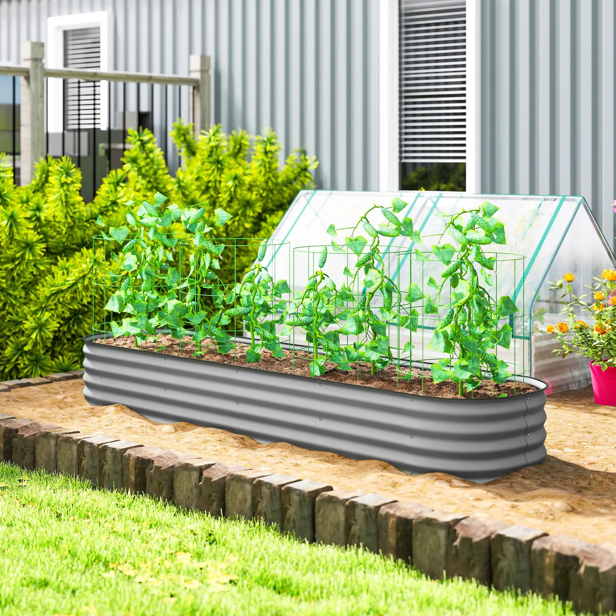 7.9 x 2 x 1ft Galvanized Raised Garden Bed, Metal Planter Box, Silver Galvanized Planter Boxes at Gallery Canada