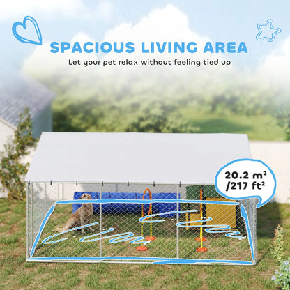14.8' x 14.8' x 7.1' Dog Kennel, Outdoor, Waterproof Cover, Silver Dog Kennels at Gallery Canada