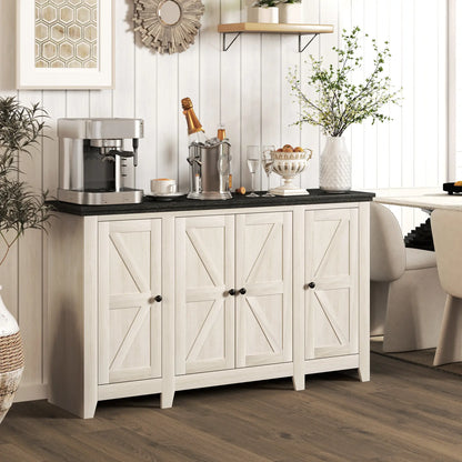 Rustic Sideboard, Buffet Cabinet, Adjustable Shelves, White Wood Grain, White Storage Cabinets at Gallery Canada