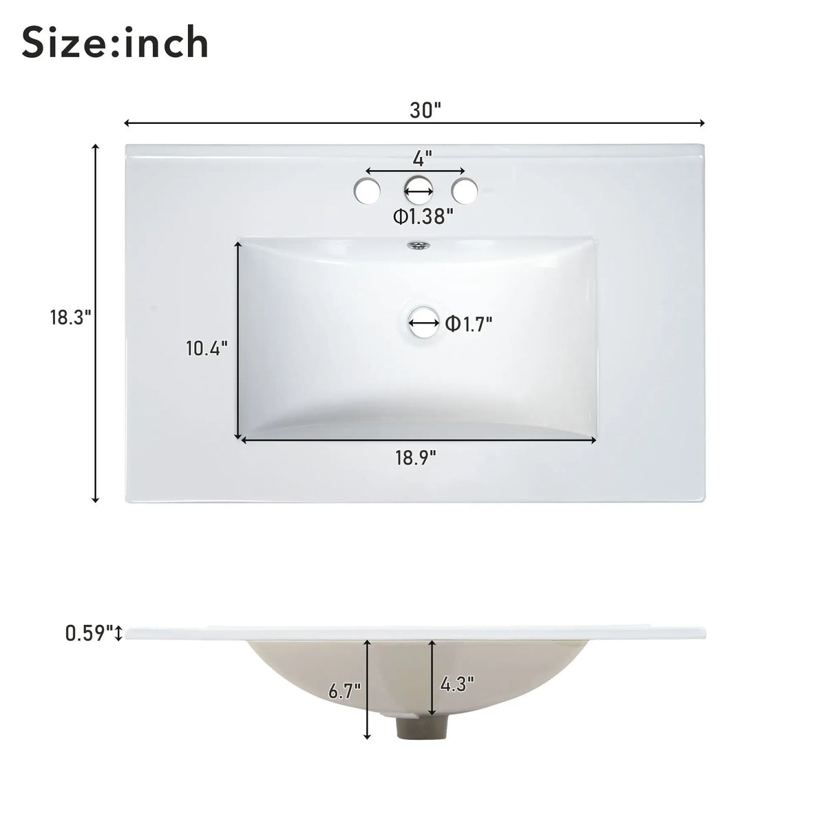Bathroom Vanity with Ceramic Sink, Soft Close Doors, 30" L x 18.5" W x 34" H, Green+White Sink Cabinets at Gallery Canada
