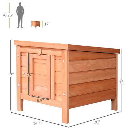 Wooden Rabbit Hutch, Bunny Cage, Outdoor Cat House, 20"x16.5"x17", Orange Rabbit Hutch at Gallery Canada