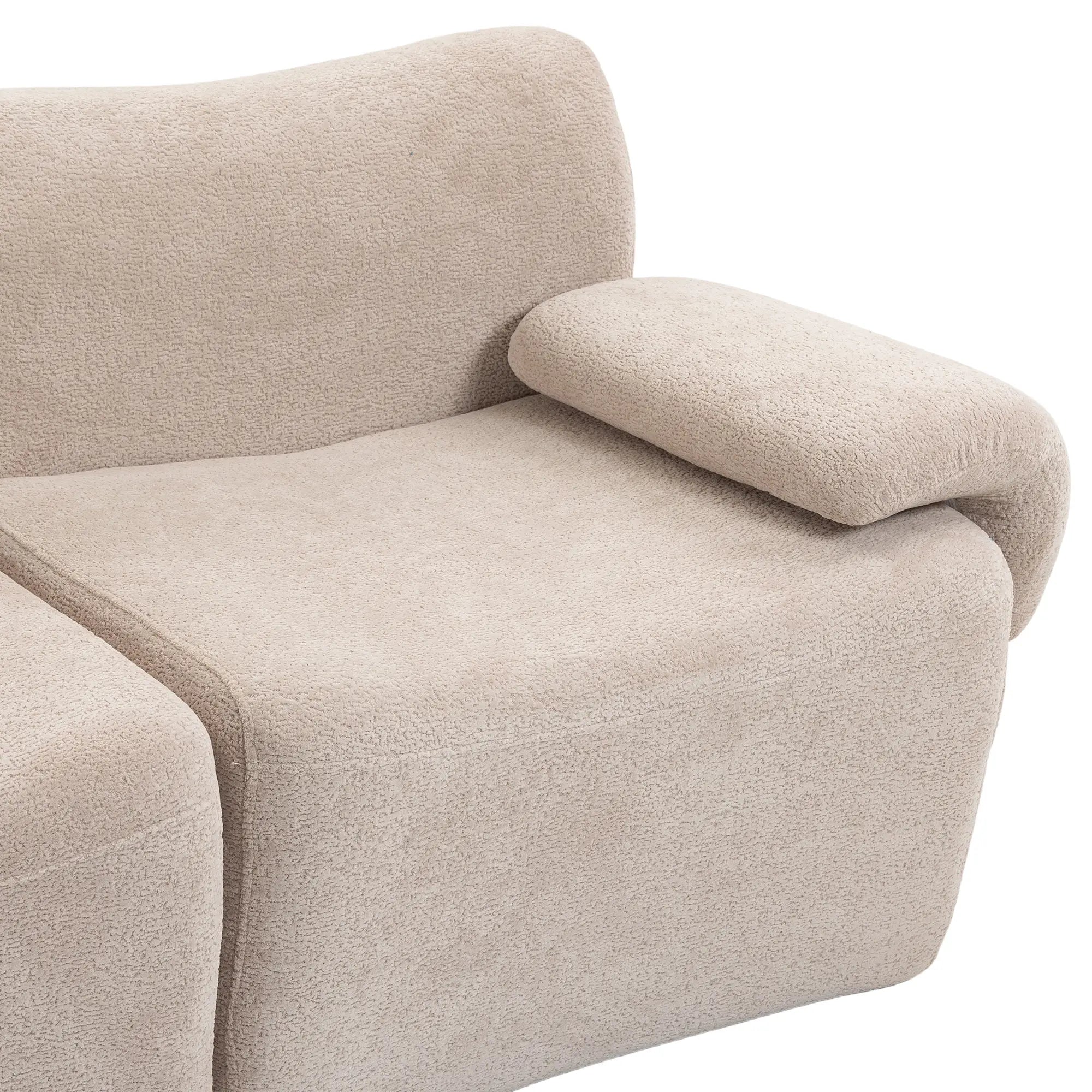 3 Seater Chenille Cloud Sofa, Wide Deep Seat, Beige, Beige 3-Seater Sofas at Gallery Canada