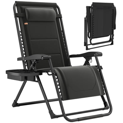Zero Gravity Chair, Reclining Outdoor Lounger, 400 LBS Capacity, Black Lounger Chairs at Gallery Canada