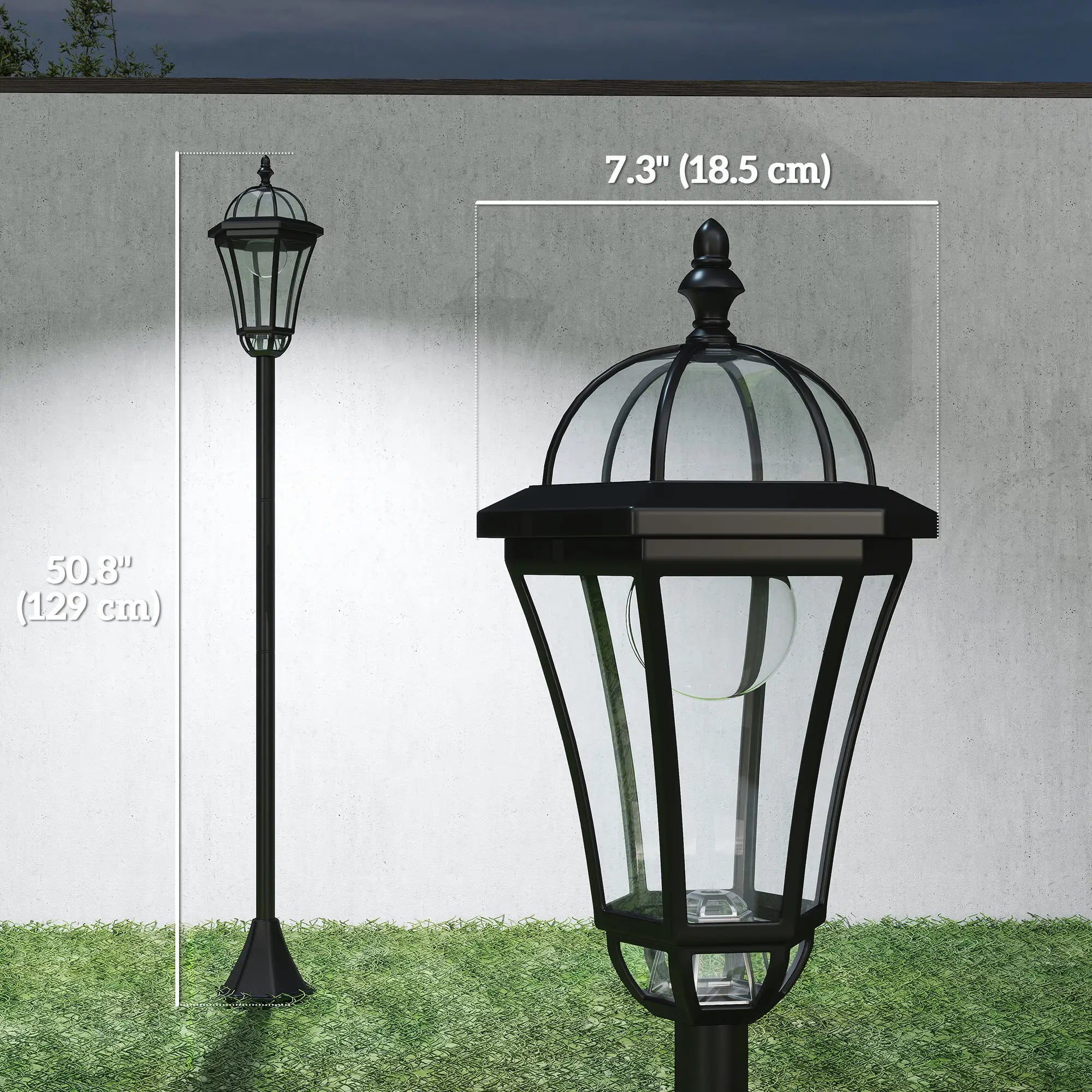 2 Piece LED Solar Garden Lights, Auto Switch, Water-Resist, 6 Hours, Black Solar Post Lamps at Gallery Canada