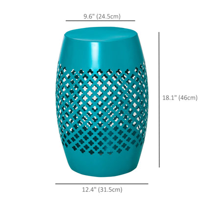 12.5" Steel Round Drum Patio Table, Indoor Outdoor, Teal Patio Dinning Tables at Gallery Canada