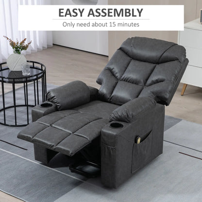 Electric Recliner Chair, PU Leather, Quick Assembly, Remote, Grey Sofas & Reclining Chairs at Gallery Canada