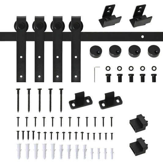 Mini Sliding Barn Door Hardware Kit, Double Doors, 17.7" Wide, Black Door Hardware Black at Gallery Canada
