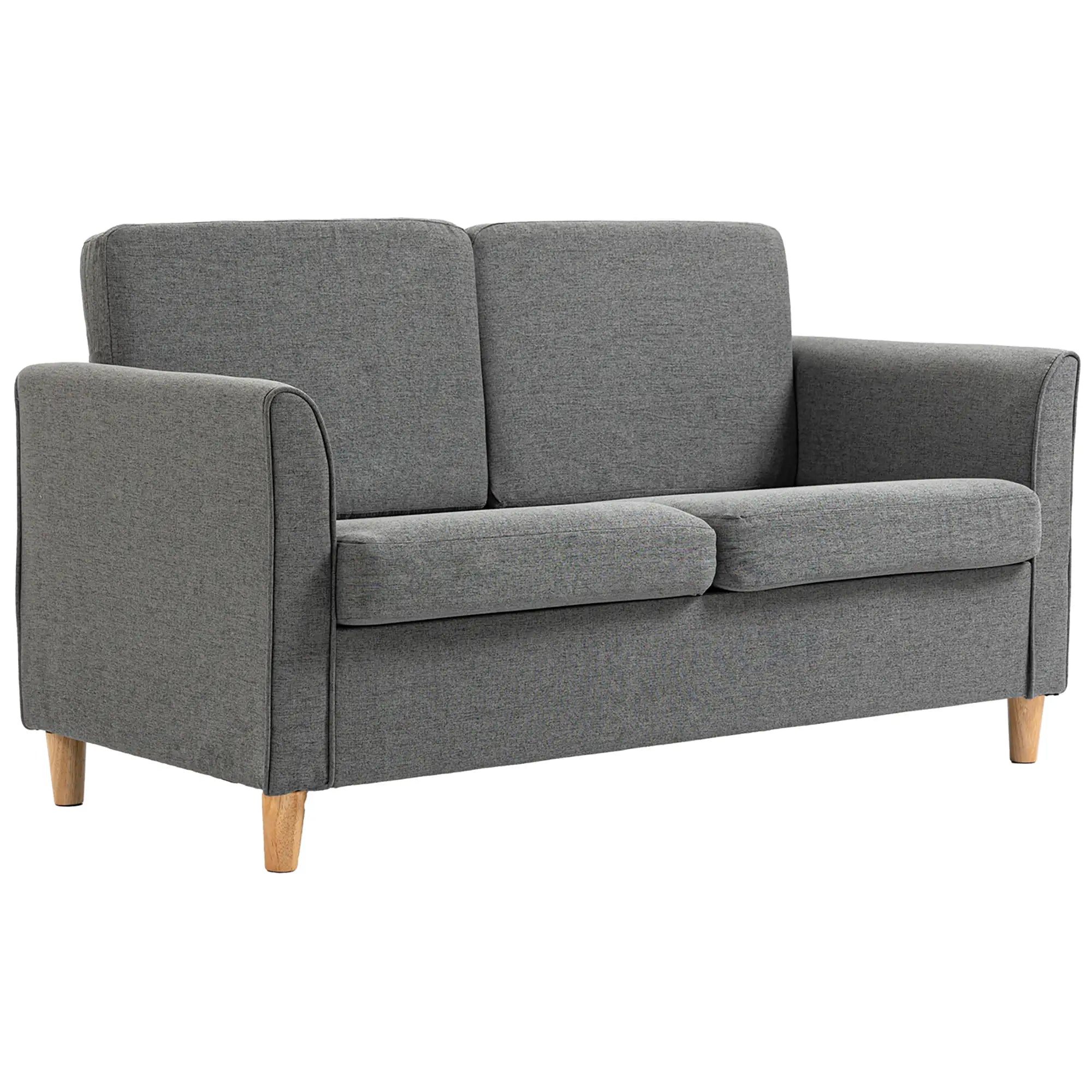 2-Seat Sofa with Armrests, Wood Legs, for Living Room, Grey 2-Seater Sofas at Gallery Canada
