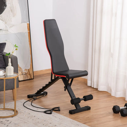 Adjustable Workout Bench, Foldable with Leg Extension, 264LBS, Black and Red Weight Benches at Gallery Canada