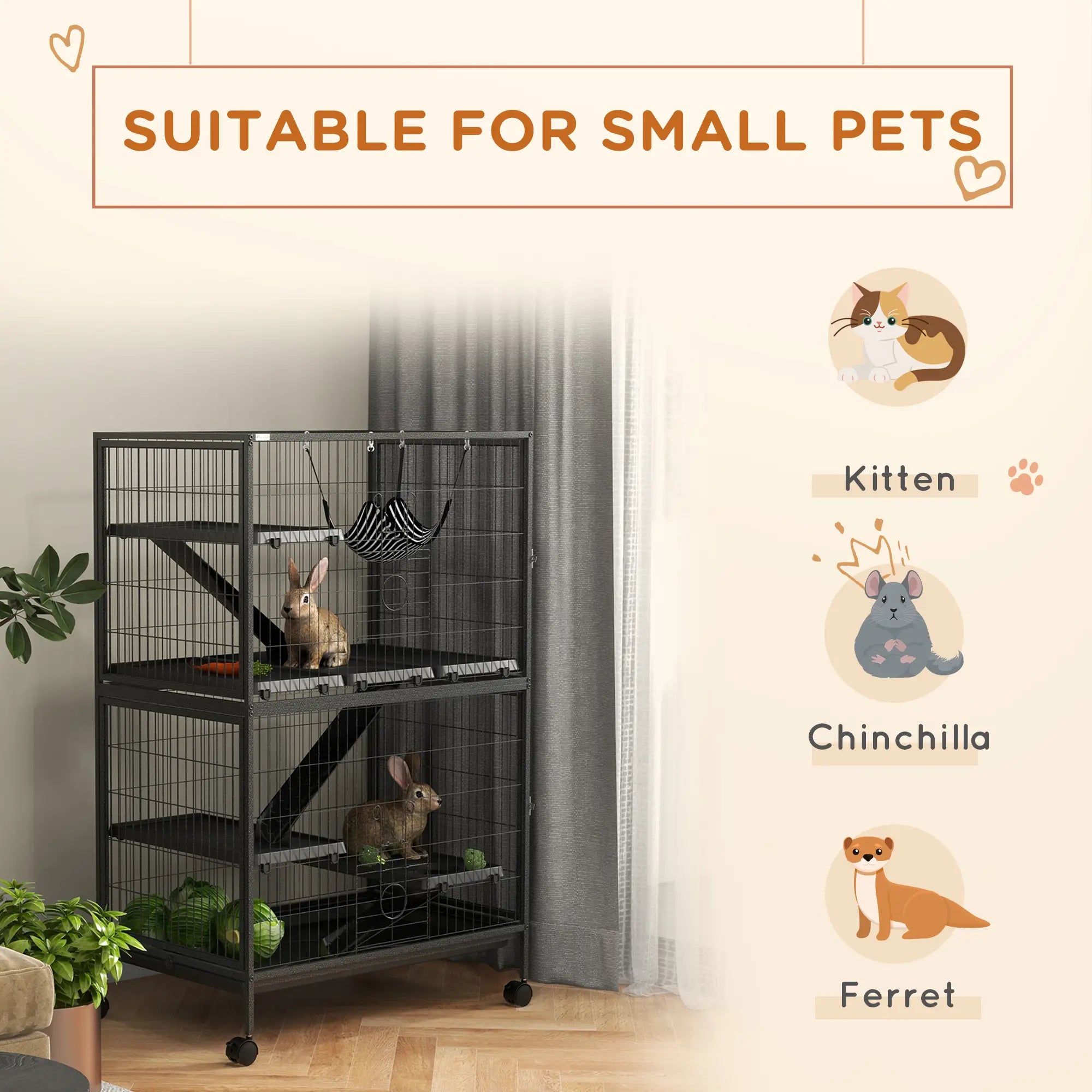 5-Tier Rolling Small Animal Cage, Guinea Pig Cage, Ferret Cage, Grey Houses & Habitats at Gallery Canada