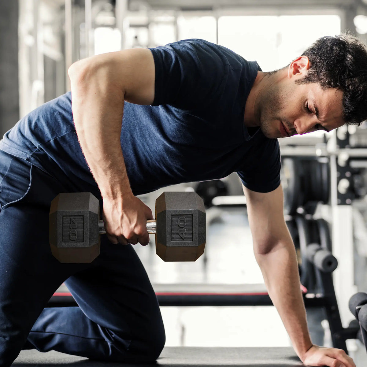40lbs Rubber Hex Dumbbells, Fitness Training, Black Dumbbells & Barbells at Gallery Canada
