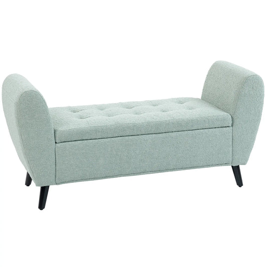 Upholstered Storage Bench with Arms, Modern Ottoman, Green Storage Ottomans & Benches Green at Gallery Canada
