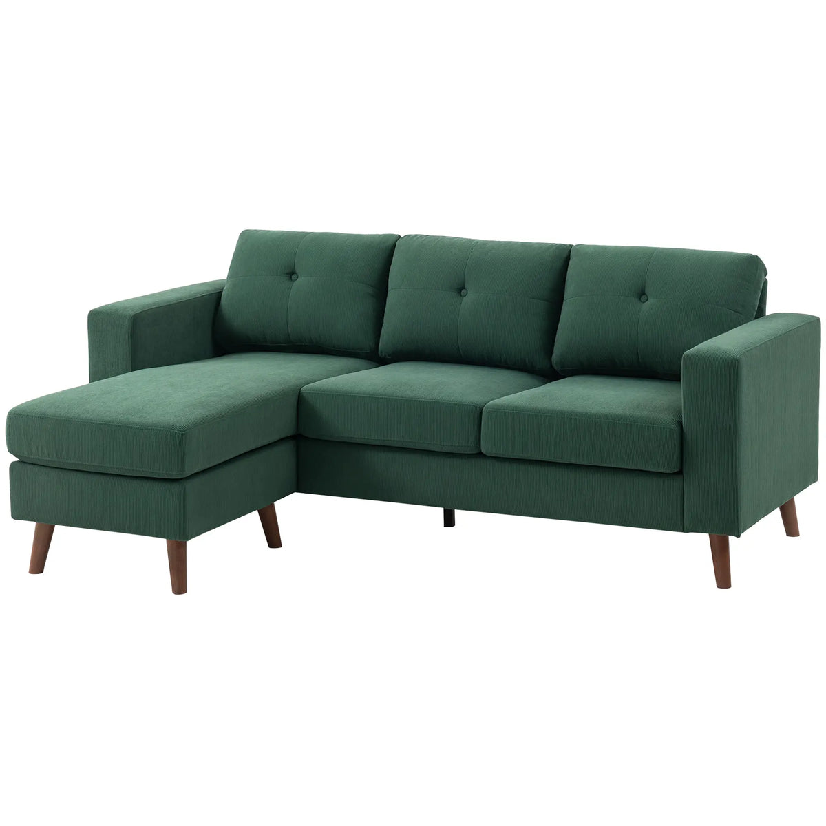 Sectional Sofa with Changeable Chaise, 3 Seat L-Shaped, Dark Green 3-Seater Sofas Dark Green at Gallery Canada
