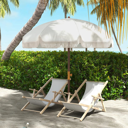 6.2' Travel Beach Umbrella, Vent, Ruffles, Carry Bag, Cream White Beach Umbrellas at Gallery Canada