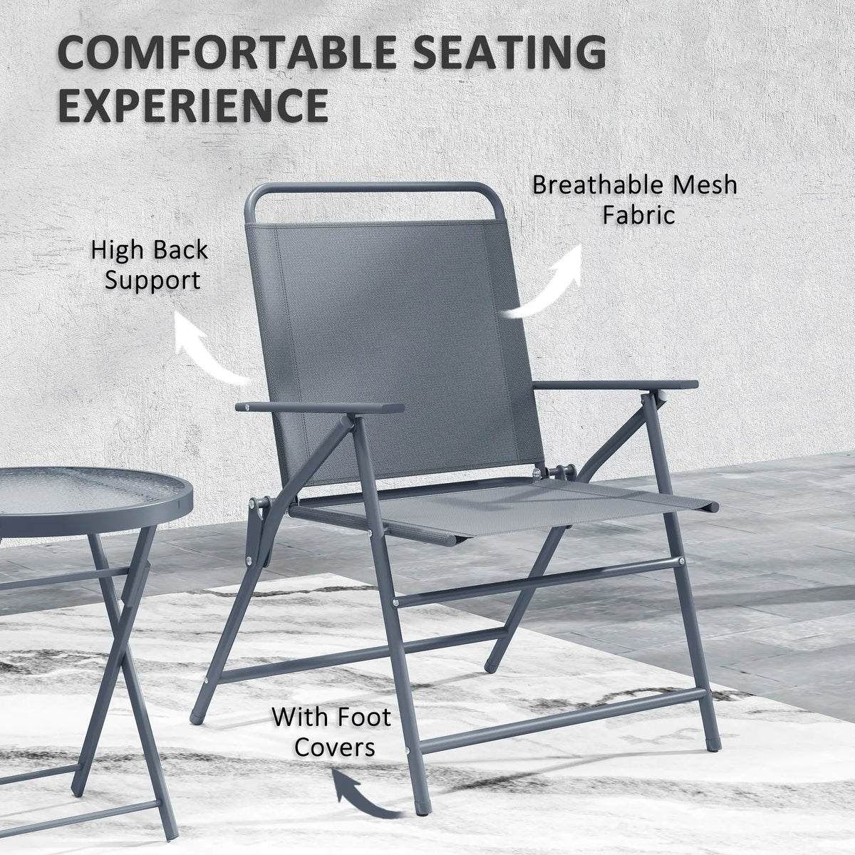 3 Pc Outdoor Bistro Set, Folding Patio Table and Chairs, Tempered Glass Tabletop Bistro Sets at Gallery Canada