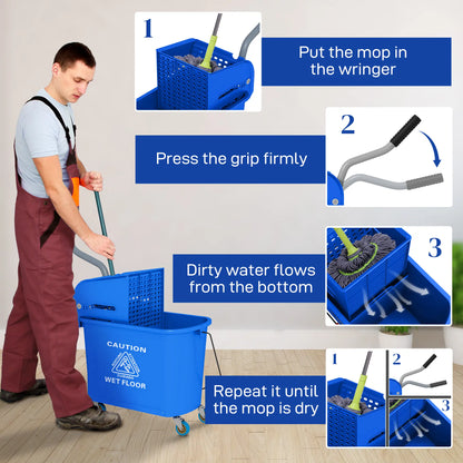 Compact Mop Bucket with Wringer, 5 Gallon, Separate Dirty Clean Water, Blue Household Supplies at Gallery Canada