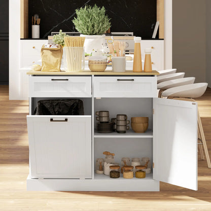 Hidden Garbage Bin Cabinet, Tilt Out Trash, 2 Drawers, White Bar Cabinets at Gallery Canada