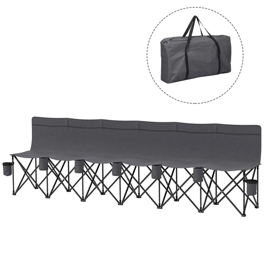 6 Seat Folding Camping Chair, Cup Holder, Carrying Case, Dark Grey Picnic Tables & Camping Chairs Dark Grey at Gallery Canada