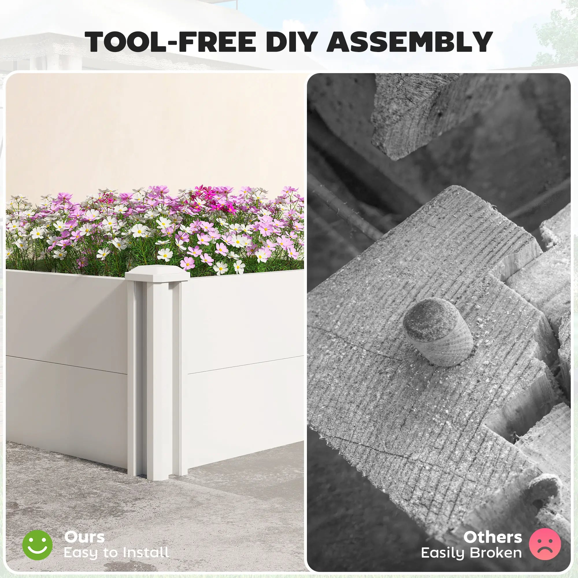 Modular Raised Garden Bed Kit, 2 x 2 x 1ft, White Raised Garden Beds at Gallery Canada