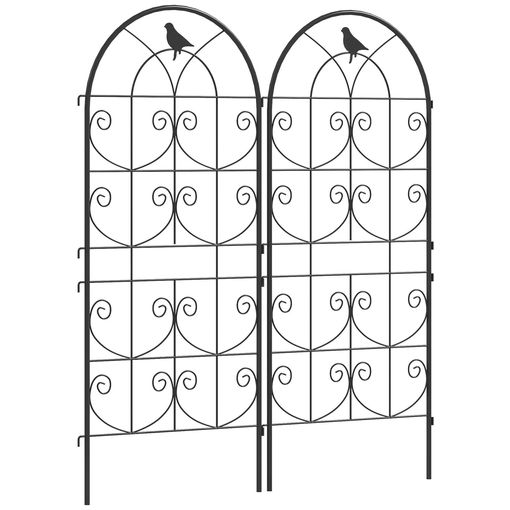 Metal Garden Trellis Set, Bird Design, 19.7