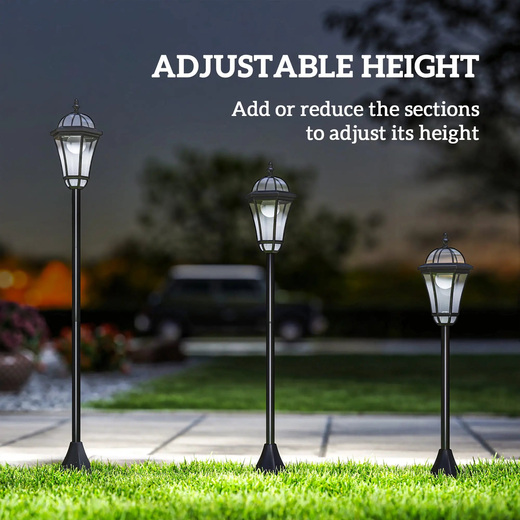 2 Piece LED Solar Garden Lights, Auto Switch, Water-Resist, 6 Hours, Black Solar Post Lamps at Gallery Canada