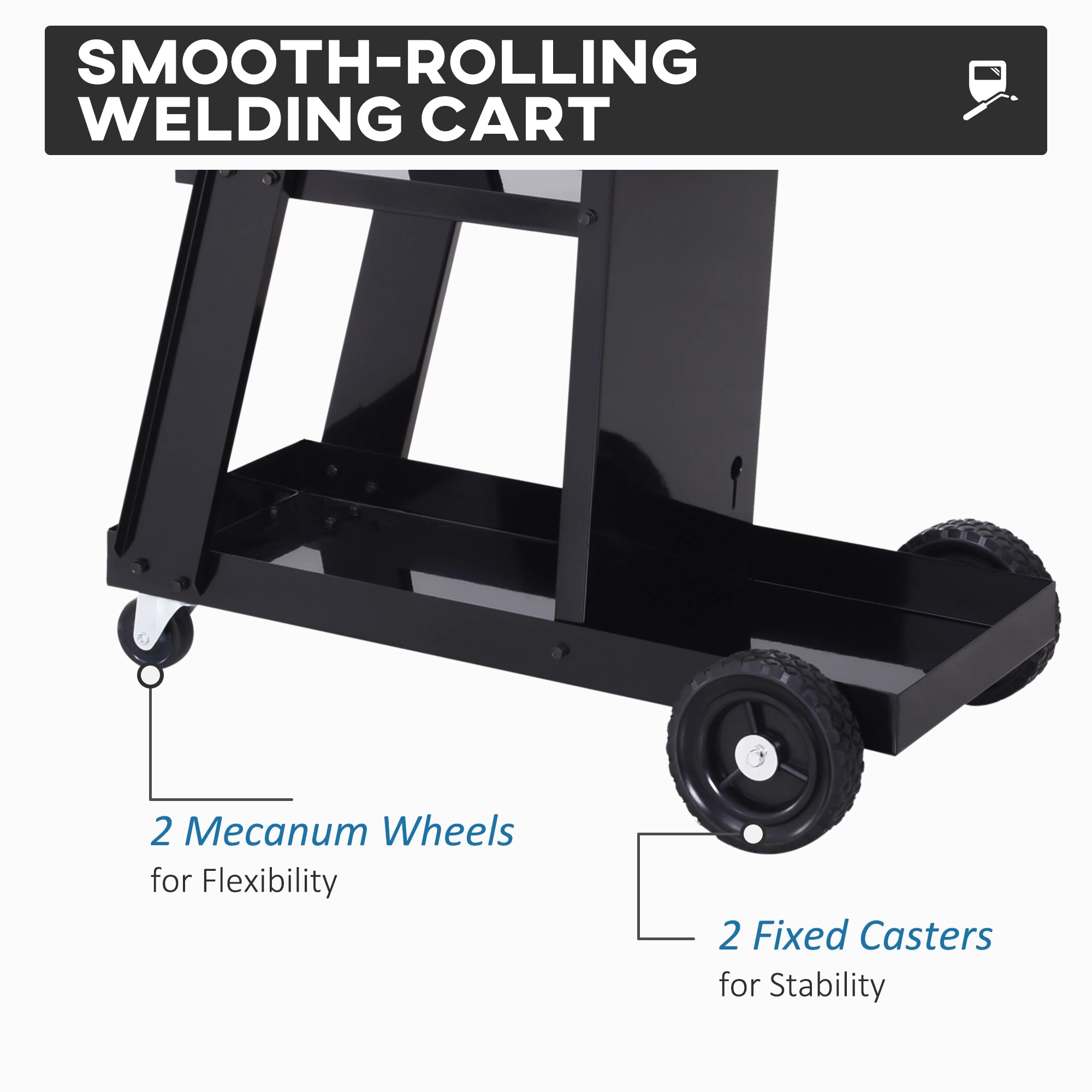3 Tier Welding Cart, Welder Trolley, Garage Cart for Tanks Gas Bottles, Black Tool Organizers at Gallery Canada