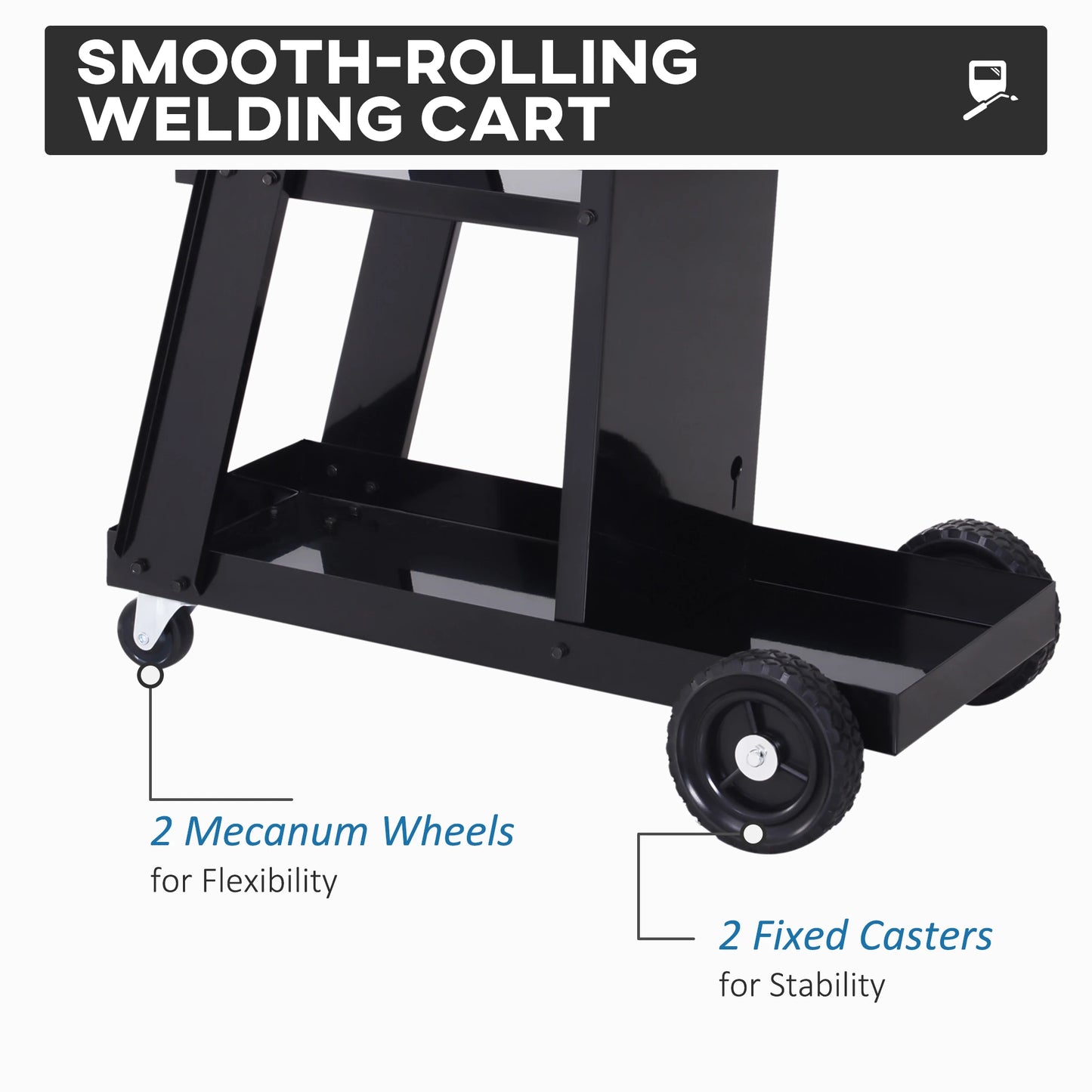 3 Tier Welding Cart, Welder Trolley, Garage Cart for Tanks Gas Bottles, Black Tool Organizers at Gallery Canada