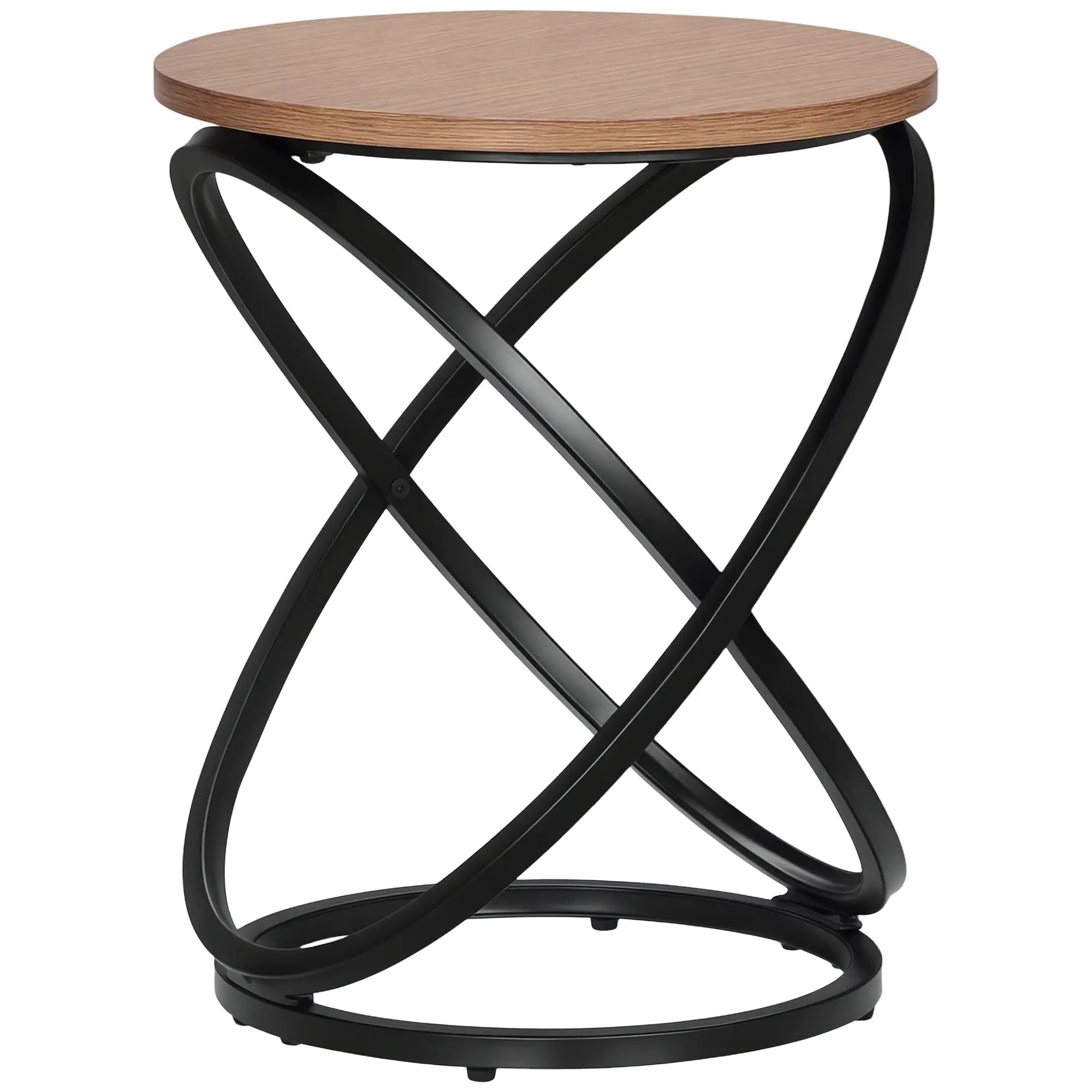 Industrial Round End Table, Steel Frame, 15.7