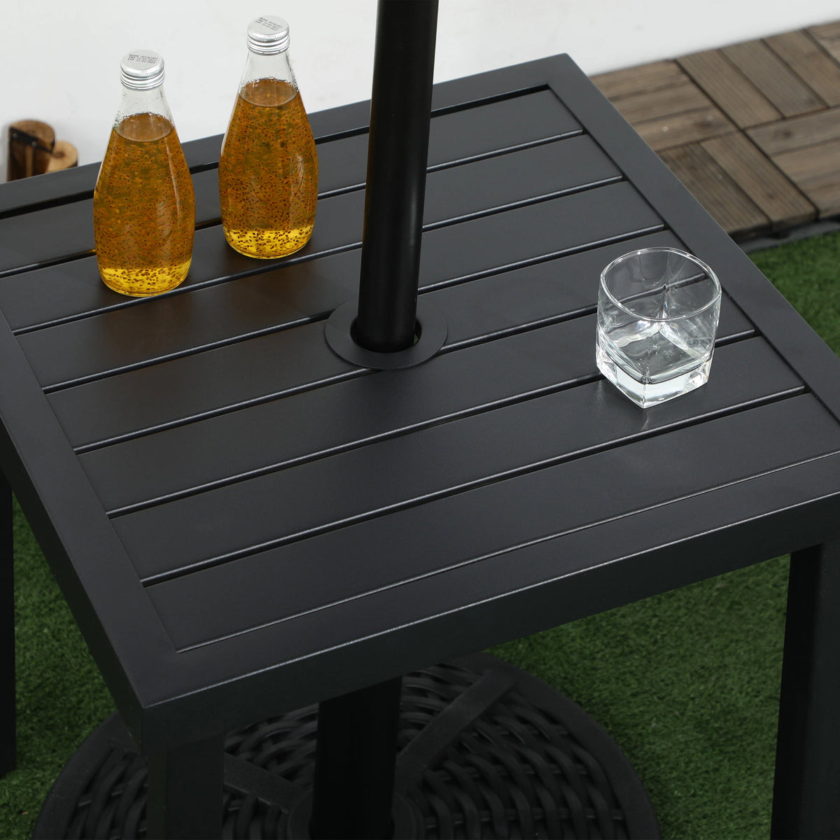 Outdoor Side Table With Umbrella Hole, Patio End Table, Black Patio Side Tables at Gallery Canada