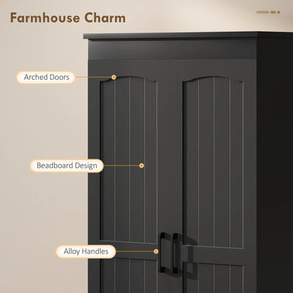 Tall Pantry Cabinet, 67", Kitchen Storage with Adjustable Shelves, Black Kitchen Pantry Cabinets at Gallery Canada
