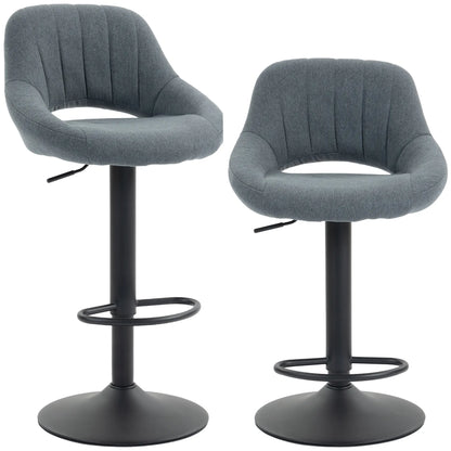 Linen Upholstered Counter Swivel Bar Stools Set of 2, Round Metal Base Bar Stools at Gallery Canada