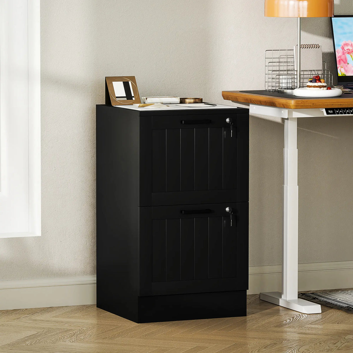 2 Drawer Filing Cabinet with Lock, Office Storage, Black Office Cabinets & Cupboards at Gallery Canada