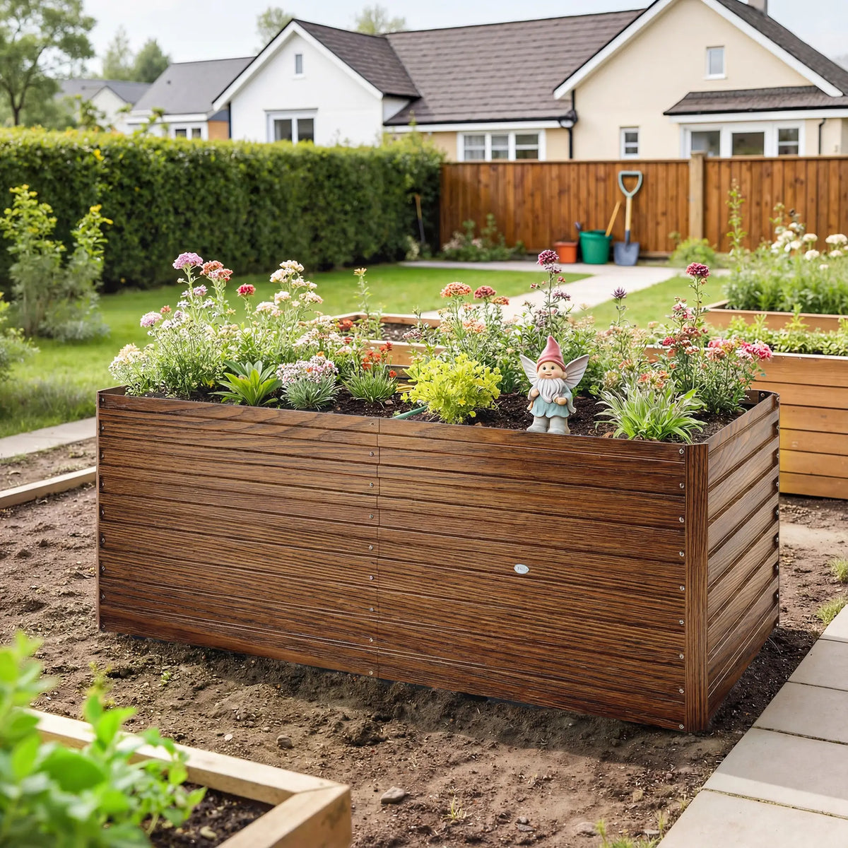 5' x 3' x 2' Raised Garden Bed, Galvanized Planter Box, Dark Brown Wood Effect, Dark Brown Galvanized Planter Boxes at Gallery Canada