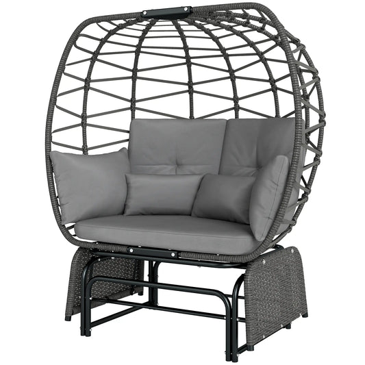 Double Outdoor Glider Egg Chair, With Cushions And Pillows, Dark Grey Outdoor Rocking Chairs Grey, Dark Grey, Black at Gallery Canada