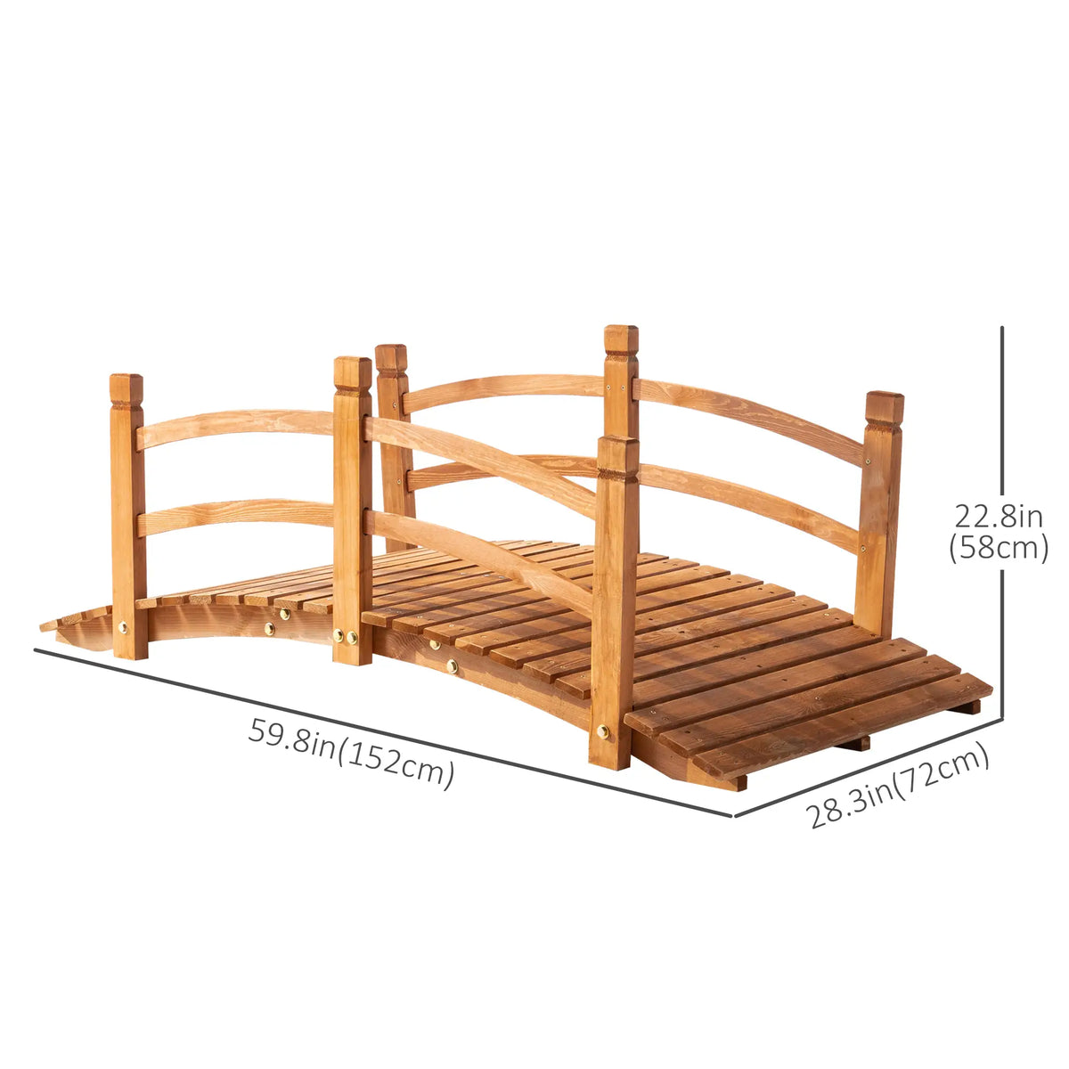 5FT Wooden Garden Bridge, Classic Arc Footbridge, Orange Garden Bridges at Gallery Canada
