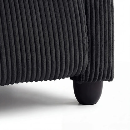 Corduroy Push Back Recliner Chair, Padded Seat, Black Single Sofas at Gallery Canada