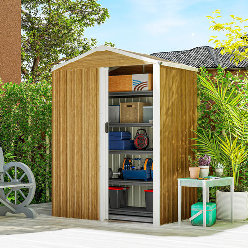 4.5 x 3ft Metal Garden Shed, Waterproof Outdoor Storage, Lockable Door