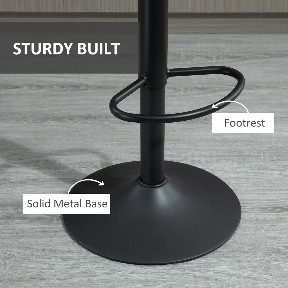 Adjustable Bar Stools Set of 2, Swivel with Back, Footrest, Grey Bar Stools at Gallery Canada